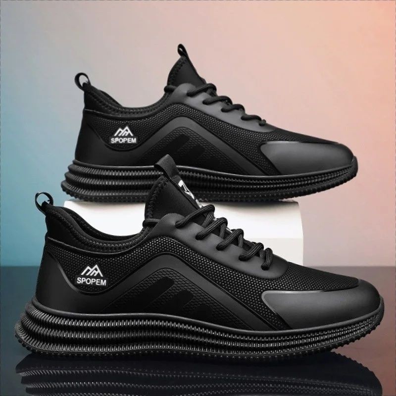 Men's Breathable Running Casual Sporty Korean Style Soft Bottom Black Versatile Shoes For Students_desvips.com
