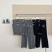 Summer College Style Color Block Short Sleeve Knitted Cardigan Sleeveless Round Neck Slim Fit Long Pants Three-Piece Set_desvips.com