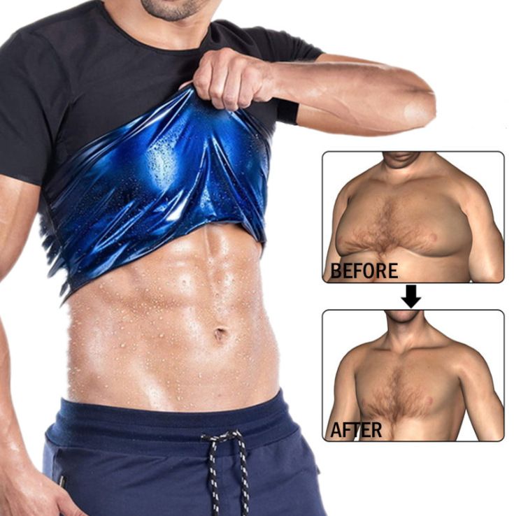 Men's Shapewear Perspiration Tights With Belly Pull-in Blazer Corset Short Sleeves_desvips.com