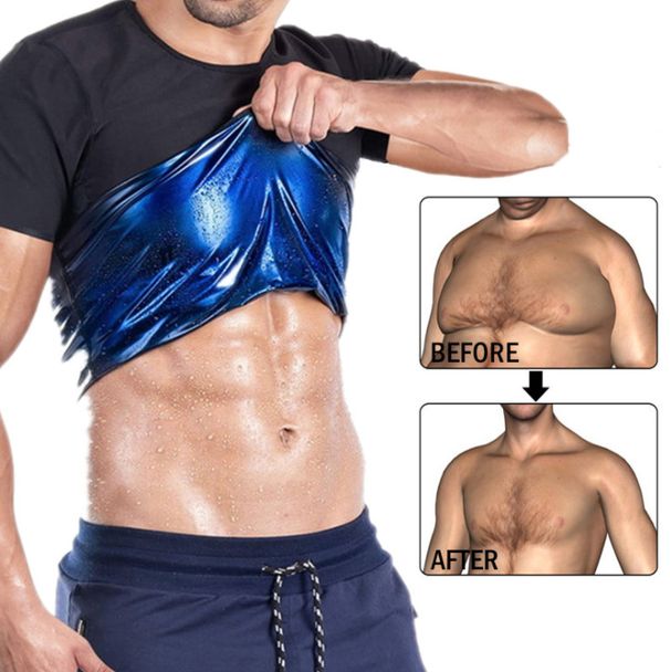 Men's Shapewear Perspiration Tights With Belly Pull-in Blazer Corset Short Sleeves_desvips.com