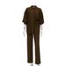 Women's Clothing New Arrival Half Sleeve Shirt Simple Brown Two-Piece Casual Loosen Pants Set_desvips.com