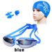 Fashion Anti-fog HD Swimming Goggles + Silicone Nose Clip Earplugs +PU Swimming Cap Combination_desvips.com
