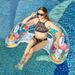 Eco-Friendly Pool Float - U-Shaped Inflatable Lounger With Backrest & Glitter Design For Adults Premium PVC Floating Chair For Beach & Pool Relaxation_desvips.com