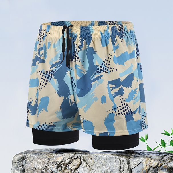 New Quick-Dry Double-Layer Anti-Embarrassment Plus Size Loose Fit Printed Adult Swim Trunks Professional Men's Swimwear_desvips.com