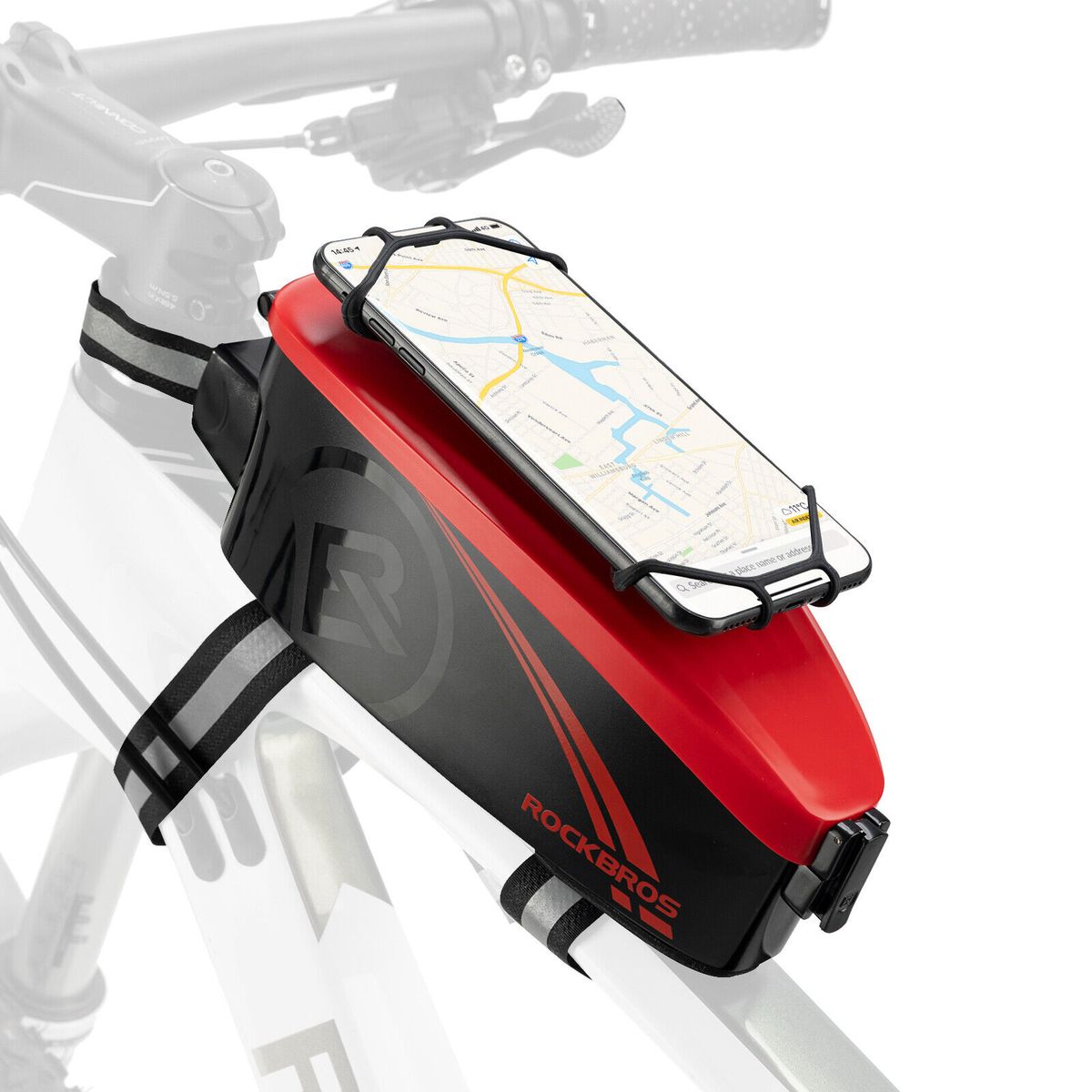 ROCKBROS Bicycle Bag with Phone Holder, Top Tube Bag for 4 - 6" Phones_desvips.com