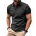 001 Summer In-Stock Cross-Border European American Men's With Turn-Down Collar And Button, Arm Pocket, Sports Polo_desvips.com