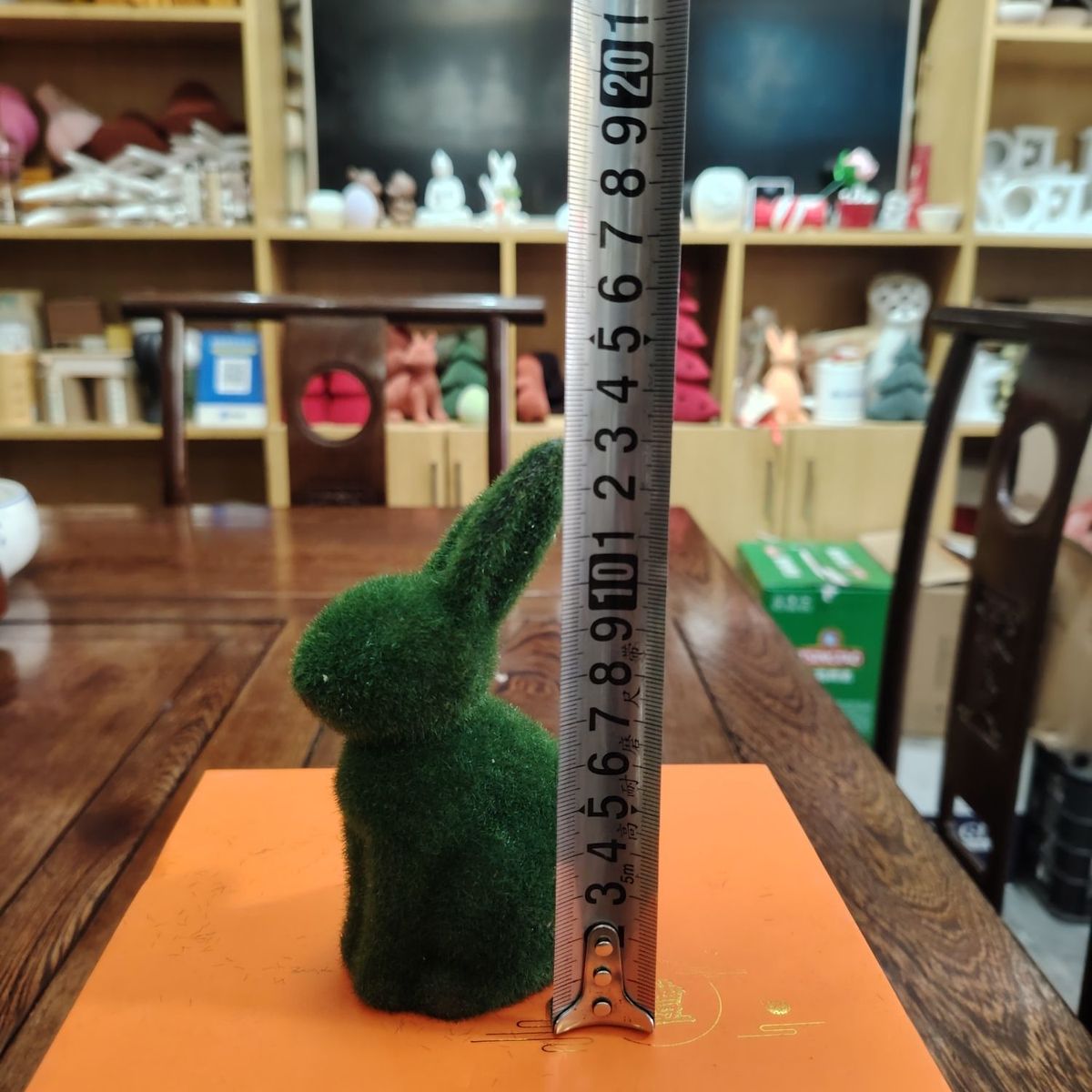 Artificial Grass Ceramic Rabbit Ornament, Green Plush-coated, Easter Foam Animal, Moss, Creative Moss DIY_desvips.com