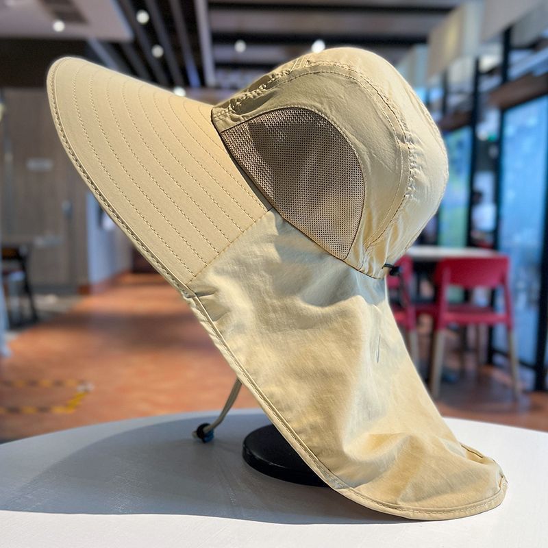 Men's Face Covering Hat For Fishing And Hiking, Outdoor Wide Brim Fisherman Hat, Summer Sun Protection With Neck Guard_desvips.com