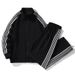 New Men's Casual Sports Suit Unisex Autumn High-end Striped Cardigan Stand Collar Sweatshirt Long Pants_desvips.com