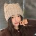 Cat Ear Knitted For Women, Autumn And Winter New Japanese Style Warm Cute Knit Hat, Korean Version Thickened Versatile_desvips.com