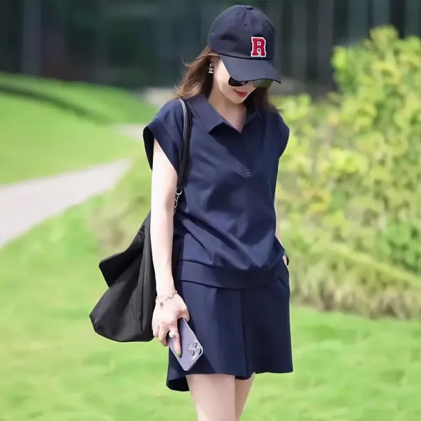 European Style High-End Fashion Casual Sports Suit For Women Summer Loose Slimming Short Sleeve Shorts Running Two-Piece_desvips.com