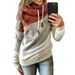 Wish European American Cross-border Foreign Trade Autumn And Winter New Women's Casual Fashion Color-blocking Hooded_desvips.com