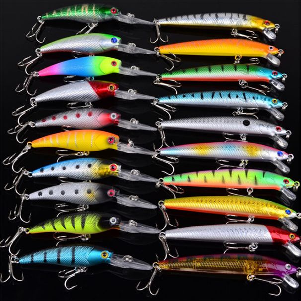 New Minnow Mixed 20pcs/Set Fly Lure Kit Set Artificial Hard Baits Lifelike Wobbler Carp Fishing Tackle Pesca Wholesale_desvips.com