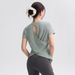 New Yoga Wear Women's Short Sleeve T-Shirt Lightweight Mesh Back Hollow Slimming Fitness Cover-Up Sports Top_desvips.com