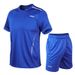 Sports Suit Summer New Men's Fitness Running Quick-Drying Breathable Short Sleeve Two-piece Set Loose_desvips.com