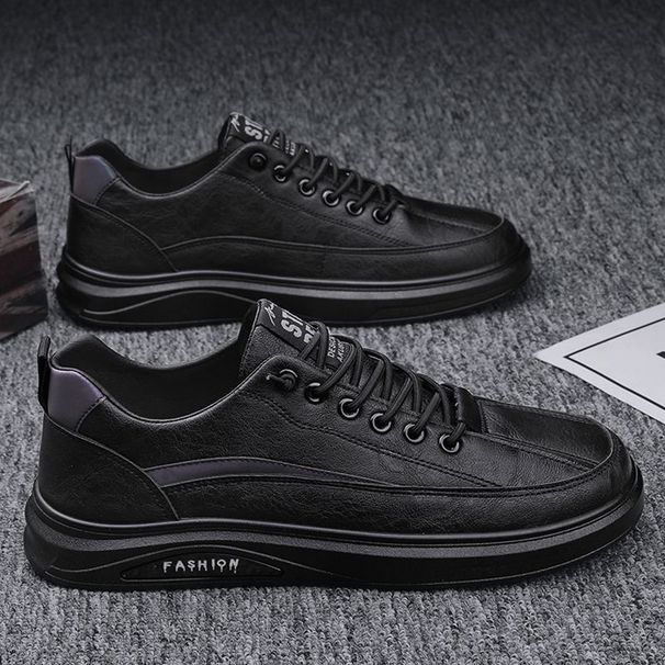 Spring And Autumn Men's Shoes 2025 New Summer Waterproof Anti-skateboard Shoes Men's Casual Leather Shoes Black Work Wear-resistant_desvips.com