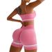 Color Blocked Push up Sports Vest Seamless Shoulder Straps Tight Fitting Running Fitness Shorts for Women_desvips.com