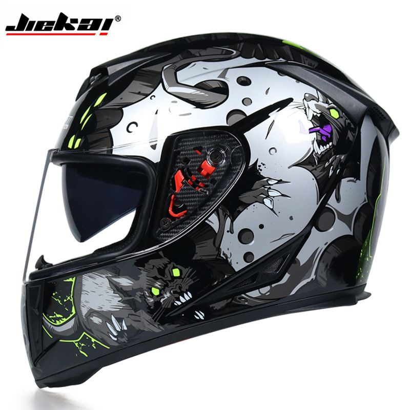 Electric bicycle helmet for men and women full helmet full cover personality four seasons double lenses warm Fog cap_desvips.com
