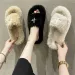 new Free Shipping Designer For Woman Indoor Outdoor Keep Warm Woolen Slippers Casual Black White Plush Sandals_desvips.com