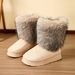 2025 New Thick-soled Long-haired Cotton Slippers Keep Warm In Autumn And Winter, And Wear Medium Snow Boots For Women_desvips.com