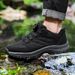 Male Sneakers Stylish Rotating Buckle Hiking Boots Solid Color Comfortable Non-slip Sporty Plus Size Men Shoes Leather_desvips.com