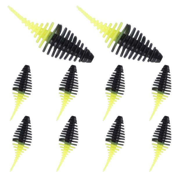 10pcs Worm Silicone Soft Plastic Fishing Lure 35mm Swimbait Ribbed Grub For Drop Shot Texas Rig Bass Walleye Crappie_desvips.com