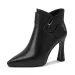 Sexy Pointed Toe Black High Heel Spring Winter PU Leather Zip Design Free Shipping For Women Elegant Belt Buckle Ankle_desvips.com