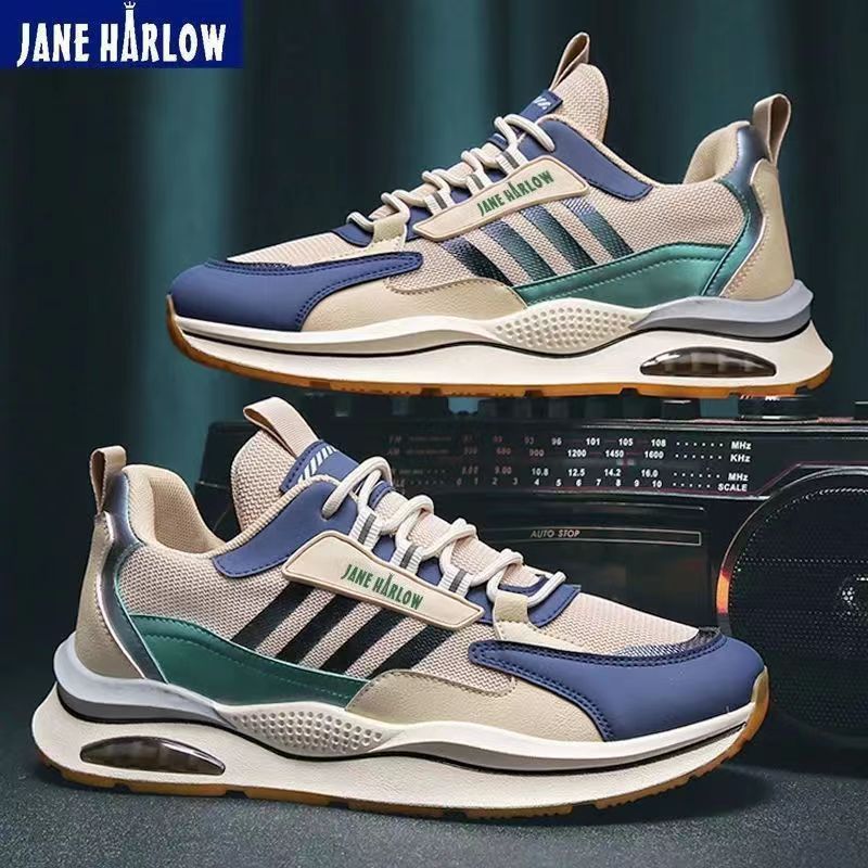 Breathable Mesh Sports Korean Fashion Trend Travel Running Shoes Casual Men's Sneakers Flat Heel Cross Buckle Design_desvips.com