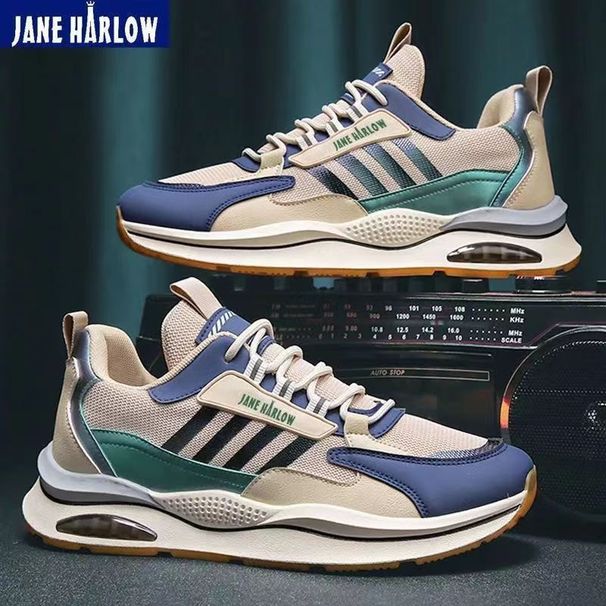 Breathable Mesh Sports Korean Fashion Trend Travel Running Shoes Casual Men's Sneakers Flat Heel Cross Buckle Design_desvips.com