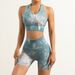 Women's Active Sets Seamless Yoga Suit High Waist Hip Lift Fitness Suit Tie Dye Sports Vest Running Shorts_desvips.com
