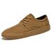 New Men's Fashion Simple Versatile Cowhide Casual Shoes Comfortable Convenient Slip-On Low-Top Lace-Up Sneakers_desvips.com