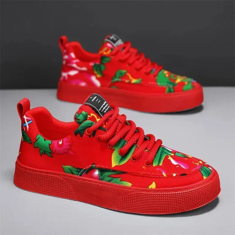 Fashion Casual Outdoor Men Running Sneakers Comfortable Floral Cloth Platform Walking Lightweight Tennis Shoes 260228_desvips.com