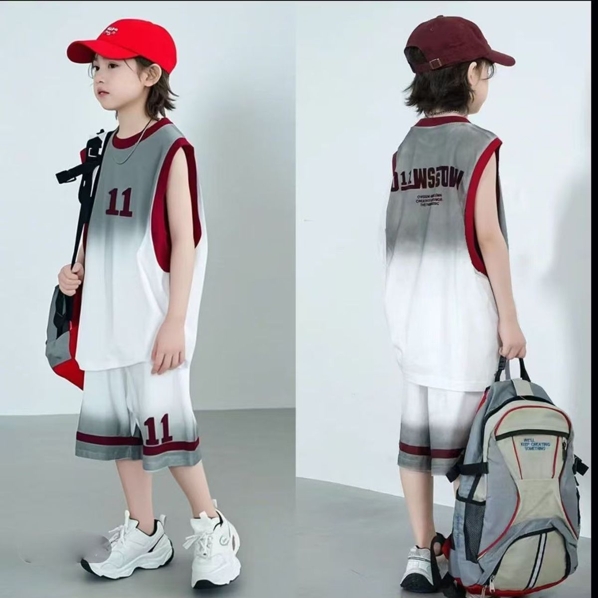 【Refreshing Summer】Basketball Set For Big Kids Quick-Dry Two-Piece Sports Vest Stylish Boys Summer Outfit_desvips.com