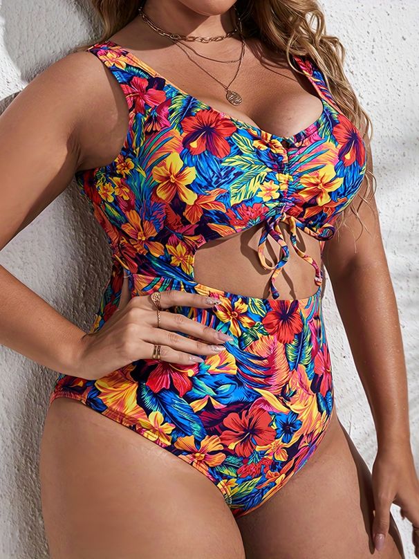 Plus Size One-Piece Swimsuit - Women's Solid Color Bathing Suit (Tummy Control UPF 50+ Chlorine Resistant Beach & Pool)_desvips.com