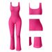 Seamless Yoga Jumpsuit With Built-in Bra & Flared Legs - High Waist Tummy Control Workout Bodysuit For Women - Moisture Wicking Stretchy Gym Wear_desvips.com
