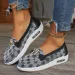 Women's Casual Brown Monogram Pattern Loafers With Metal Buckle And Air Cushion Minimalist Sole For All Day Comfort_desvips.com