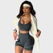 Sandwashed Yoga Suit Set High Waisted Hip Lifting Sports Fitness Shorts Shock Proof Push up Outerwear Vest Fitness & Body Building_desvips.com