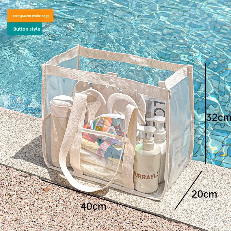 Beach New Transparent Swimming PVC Waterproof Clothing Storage Handheld Travel Large Capacity Makeup Toiletry Bag_desvips.com