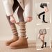 Sock Pile Autumn Winter Pair With Yoga Pants Versatile Women Straight Slimming Footless Calf Socks Leg Covers Knitted_desvips.com