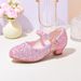 Children's glass shoes Spring and autumn fashion high-heeled girl princess shoes silver performance chorus of large children's single shoes_desvips.com