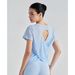 Hsinchu Festival Yarn Summer Fitness Short Sleeve Breathable T-Shirt Hollow Out Beautiful Back Sports Top Women's Yoga_desvips.com