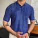 Men's Summer New Striped Knit Sweater Slim Fit Short Sleeved Lapel Business Polo Shirt SY0155_desvips.com