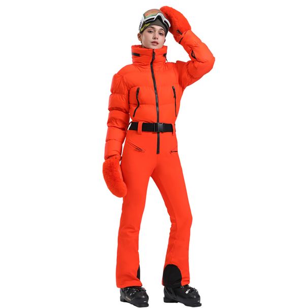 001 Winter New Set Down Padded, Thickened, Warm, Windproof, Waterproof, Double Board, Extreme Cold Ski Suit For Women,_desvips.com