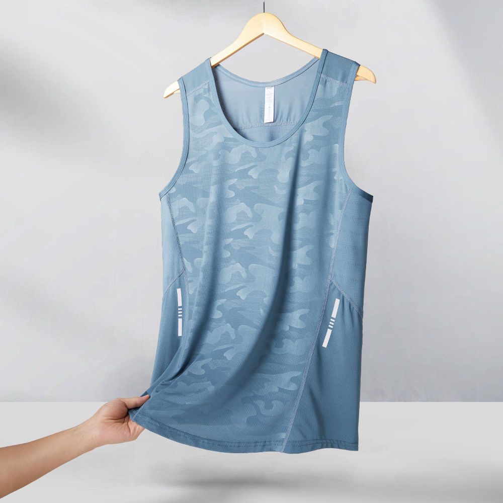 Fitness Sports Vest Summer Ice Silk Thin Quick-Dry Men's Running Basketball Training Sleeveless Sweat-Absorbing_desvips.com