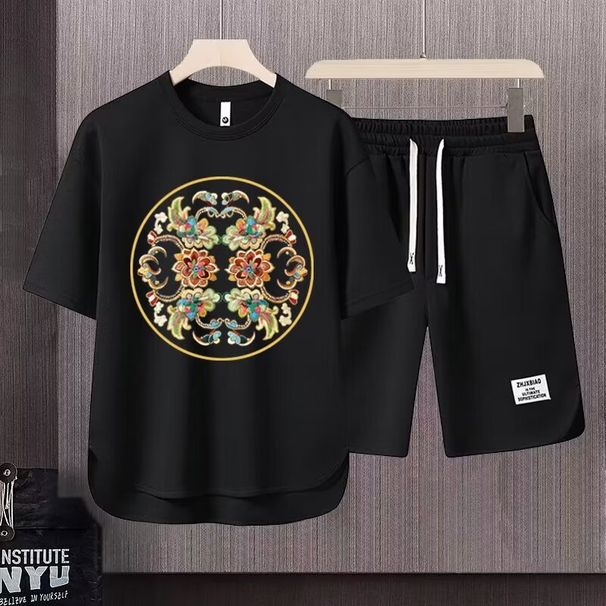 Men's Clothing 2024 Waffle Casual Summer Suit Men's Loose Teen Short sleeved T shirt Shorts Handsome Two piece Suit_desvips.com