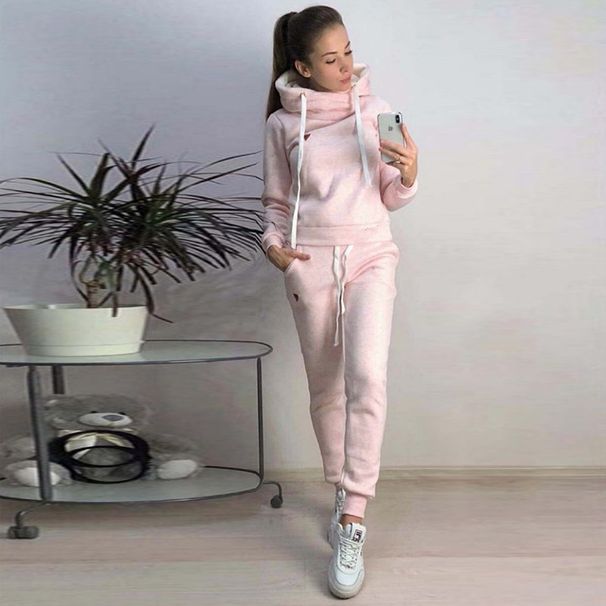 9531#2023 European And American Women's Autumn Winter Hot New Fleece Fashion Badge Casual Sports Set Sweatshirt_desvips.com