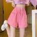 RenMou Wide Leg Sports Shorts, Women's Gray Casual Pants, Summer High Waist, Loose Fit, Slimming Look, Worn For Running, Exclusive Supply_desvips.com