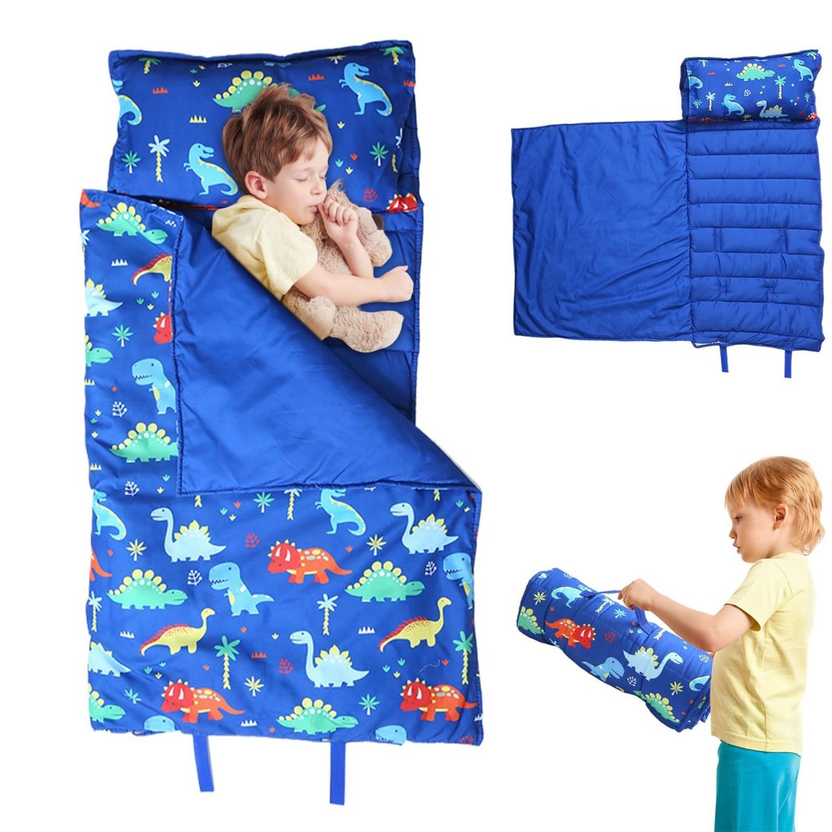 53 X 21 X 1.5 Inch Extra Large Toddler Nap Mat, Toddler Sleeping Bag With Removable Pillow, For Daycare & Preschool Kind_desvips.com