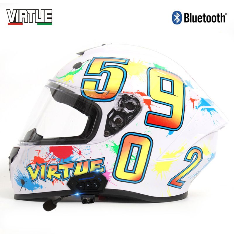 Electric motorcycle helmet Men's and women's Four seasons Bluetooth DOT full helmet motorcycle helmet_desvips.com