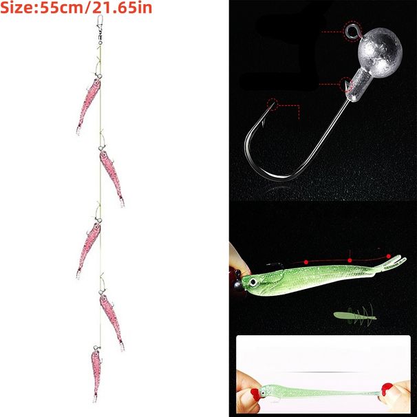 1Bag/5Bars Fishing Bait Cluster Lure Soft Bait Fishing Bait 3D Eye Head Tail Wobbler Fishing Bait Sea Bass Tackle Swim Cast Bait_desvips.com